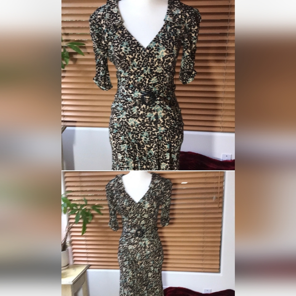 Nanette Lepore Elegant Black and Green Patterned Dress